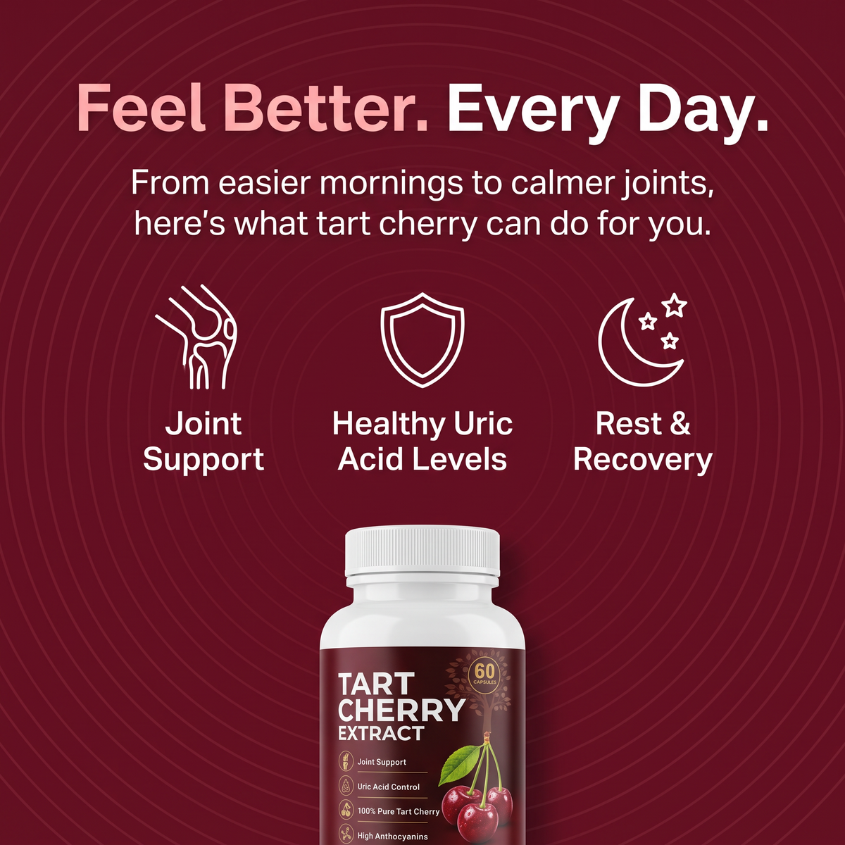 Feel better every day: joint support, healthy uric acid levels, rest and recovery